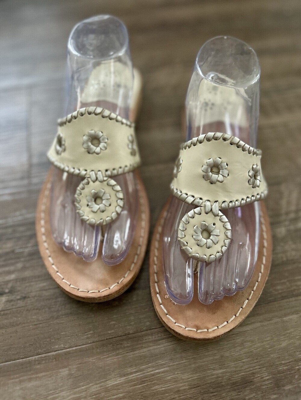 Jack Rogers Westport Navajo Thong Sandal Size 9 Glazed Biscuit Whipstitch Slide